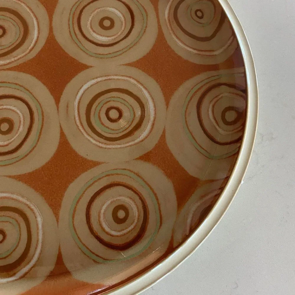 Denby Fire Handmade Rich Colors Mid Century Modern Rare Round Platter, 13.25